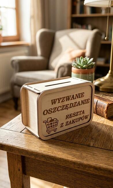 Drewniana Skarbonka - Wyzwanie Oszczędzanie - Skarbonka Wykr