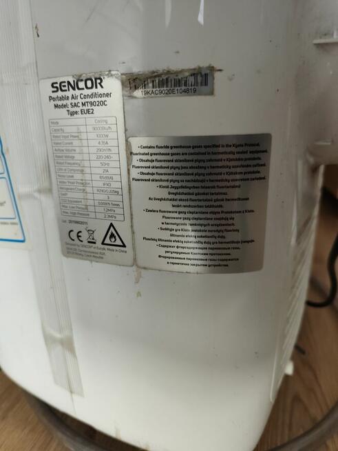 Klimatyzacja Sencor przenośny model SAC MT9020C Typ EUE2.
