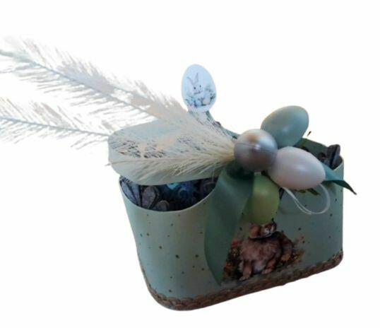 Koszyk wielkanocny, kartonowy 22 x 16 x 20 cm