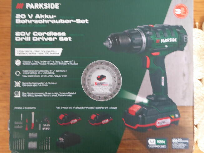 PARKSIDE PABS 20-Li G8 z 2aku 4Ah i 2Ah, ład 2,4A + 75 akces