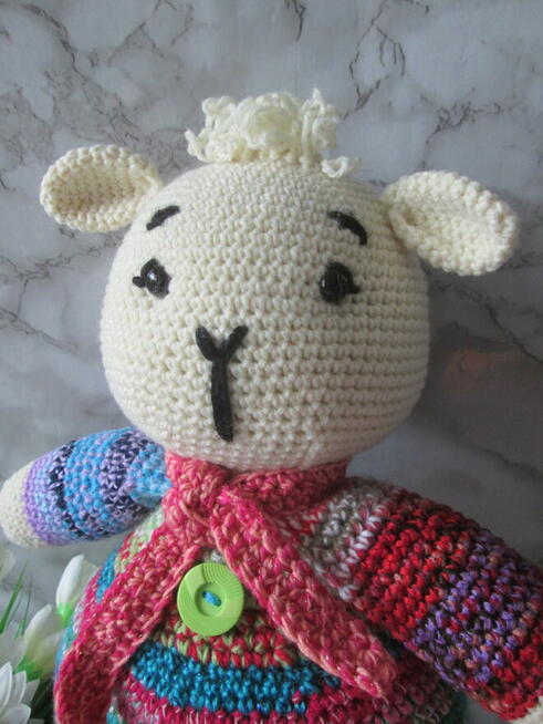 Zabawka amigurumi*Pluszak*Kolorowa Owieczka bobas*Handmade