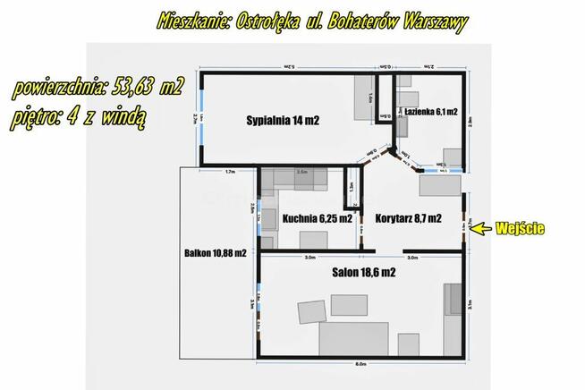 Mieszkanie 53,63 m2 Ostrołęka, nowe budownictwo