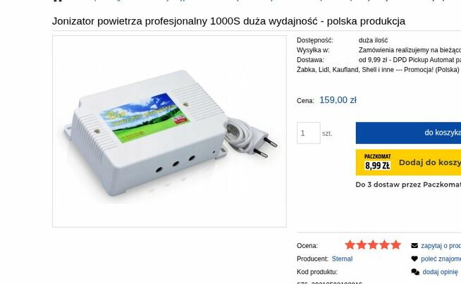 Jonizator powietrza sprawny