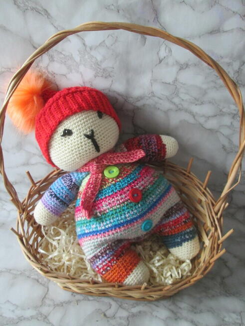 Zabawka amigurumi*Pluszak*Kolorowa Owieczka bobas*Handmade