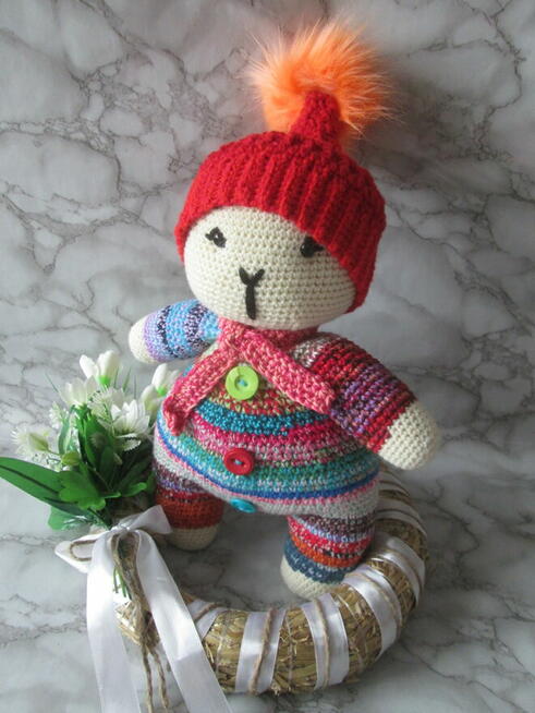 Zabawka amigurumi*Pluszak*Kolorowa Owieczka bobas*Handmade