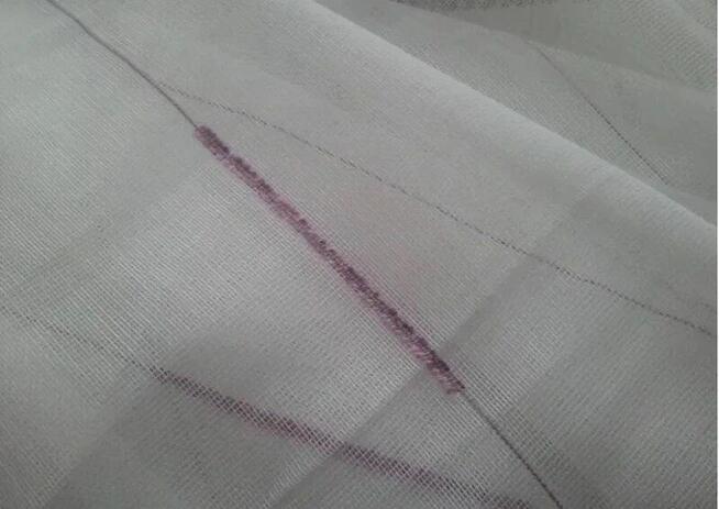 Biała w prążki wrzos (fiolet) wys 300 x 160 cm firanka siate