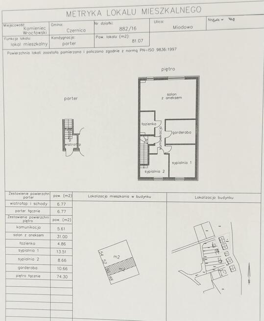 Mieszkanie Kamieniec Wrocławski gm. Czernica, Miodowa