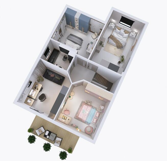 Bliźniak, 4 pokoje, salon.