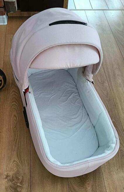 Wózek dziecięcy ADAMEX złoty stelaż, różowa gondola