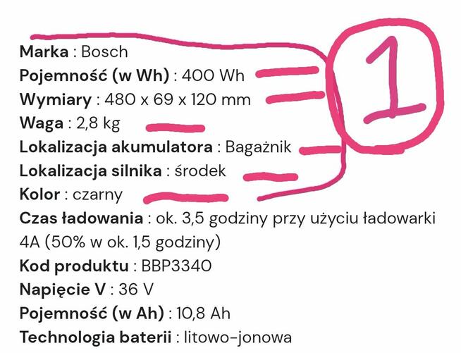 Bateria Bosch PowerPack 400Wh Smart na bagażnik