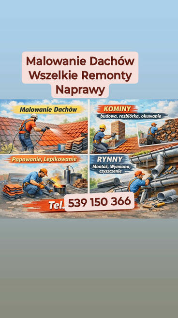 Malowanie Dachów Wszelkie REMONTY Naprawy Papowanie
