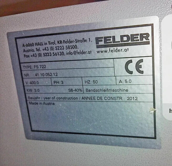 Szlifierka FELDER FS722 taśmowa stołowa Jak nowa SUPER STAN