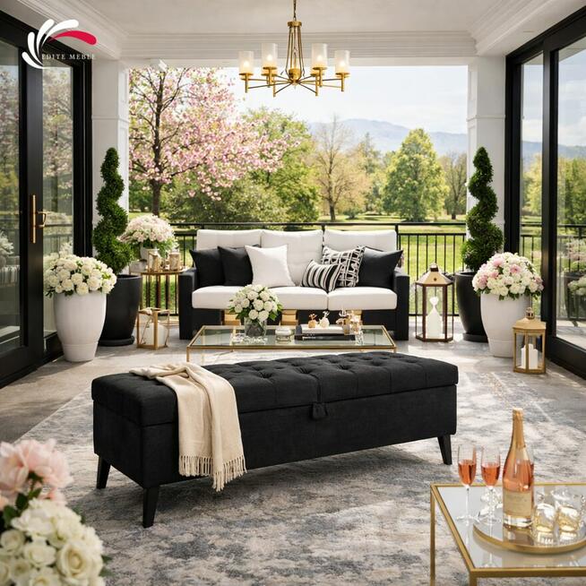 Ławka pikowana ze schowkiem GG-2 do przedpokoju i salonu