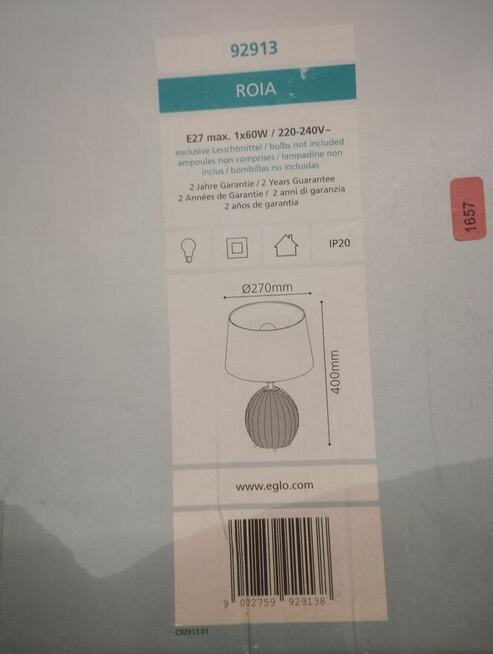 Lampa stołowa Roia Eglo, nowa, wysyłka