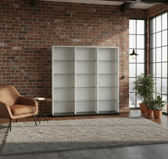 Regał na płyty 500 CD DVD 102cm ZŁOŻONY Biały Szkło