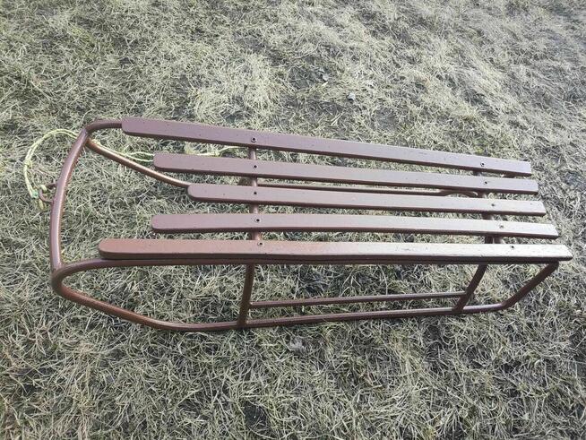 Mocne Sanki Metalowe drewniane brązowe