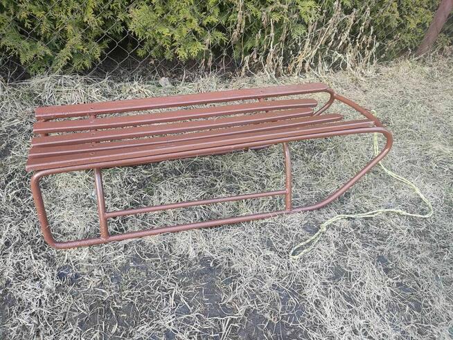 Mocne Sanki Metalowe drewniane brązowe