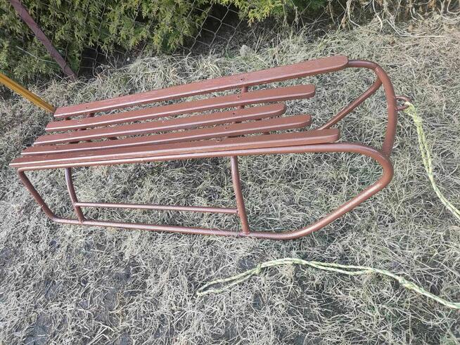 Mocne Sanki Metalowe drewniane brązowe