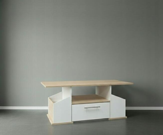 Stolik Kawowy Ława Junata Dąb Sonoma Biały 110cm ZŁOŻONY