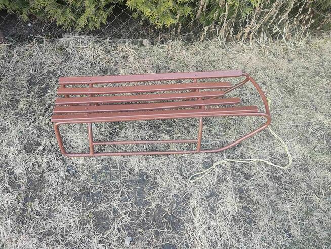 Mocne Sanki Metalowe drewniane brązowe