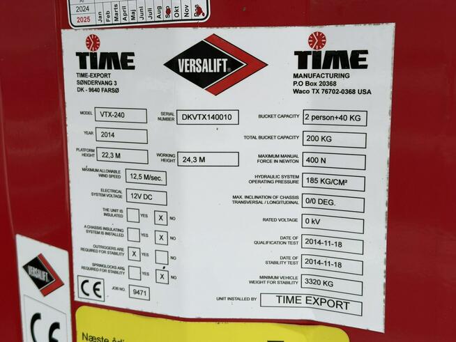 Mercedes Sprinter Zwyżka Podnośnik Koszowy VERSALIFT VTX-240 UDT Wysokość Podnoszenia 24m (Multitel