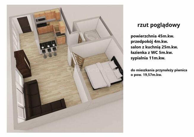 2 pokoje w Pieniężnie wysoki standard, 45m.kw.