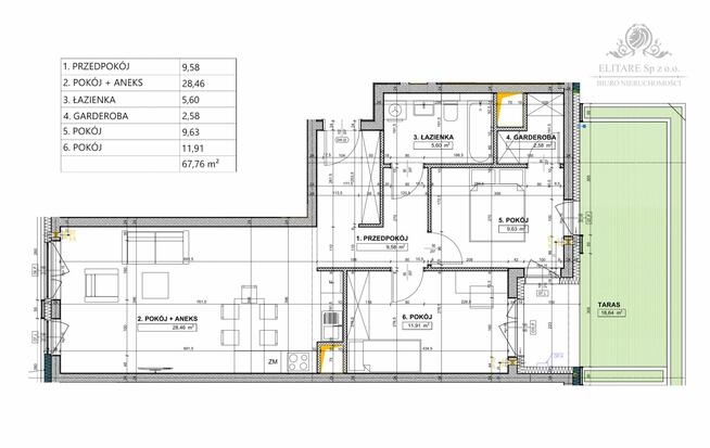 Apartament 3 pok. 67,76 z tarasem/Os. Powstańców Śl. obok Sky Towe