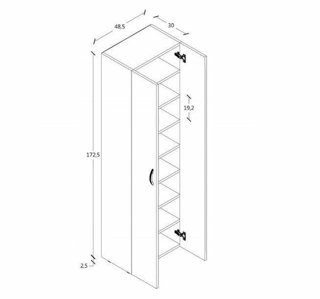 Szafka na buty VCM Ulas 173cm Dąb Antracyt 8 półek ZŁOŻONA