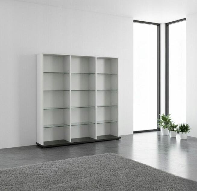 Regał na płyty 500 CD DVD 102cm ZŁOŻONY Biały Szkło