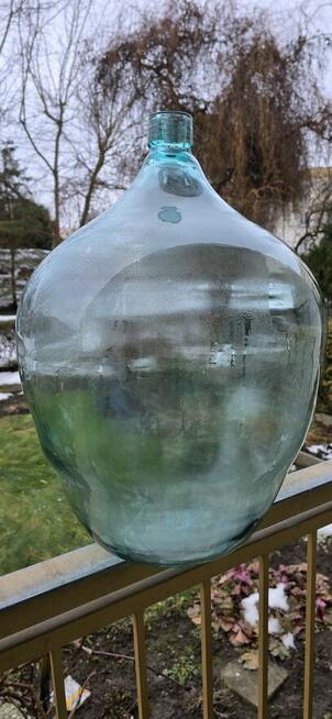 Balon/gąsior na wino 35l, grube szkło PRL, razem z koszem