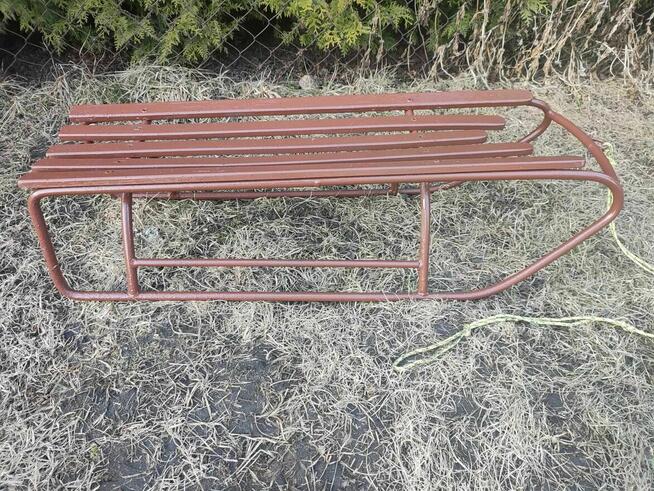 Mocne Sanki Metalowe drewniane brązowe