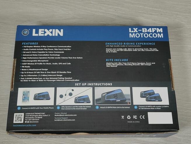 2x Interkom motocyklowy Lexin LX-B4FM interkom na dwa kaski