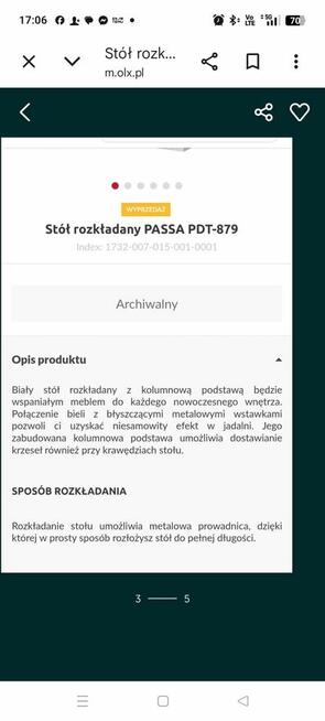 Stół biały rozkładany
