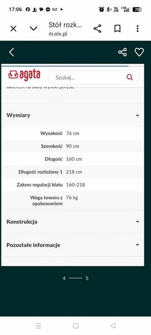Stół biały rozkładany
