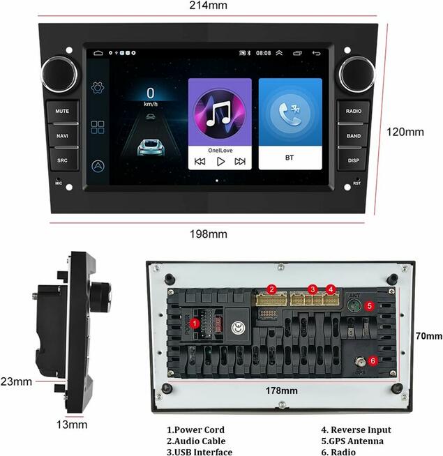CAMECHO Radio Android 13 1+32GB Opel, Kamery, Navi, BT