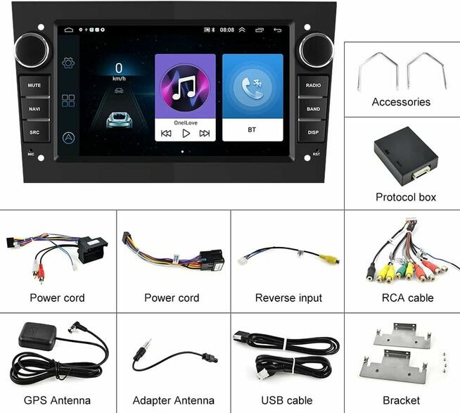CAMECHO Radio Android 13 1+32GB Opel, Kamery, Navi, BT