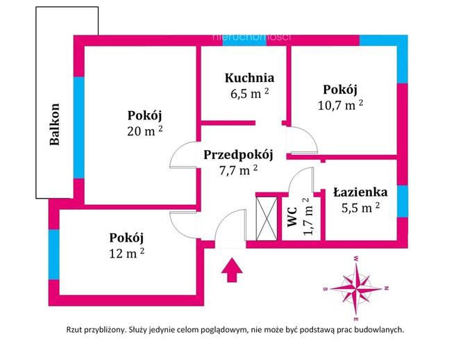 Mieszkanie o kapitalnym rozkładzie, dużym balkonie
