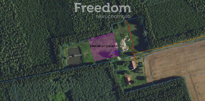 Działka ze stawem otoczona lasem Warmia Mazury