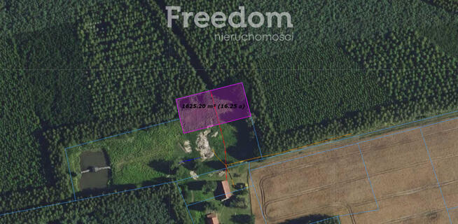 Działka ze stawem otoczona lasem Warmia Mazury