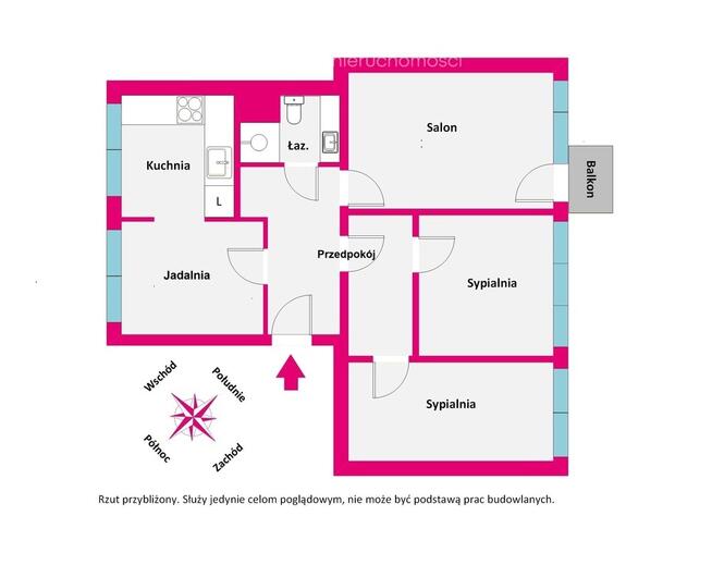 4 pokoje, Przydworcowe, 2 piętro, 62 m2