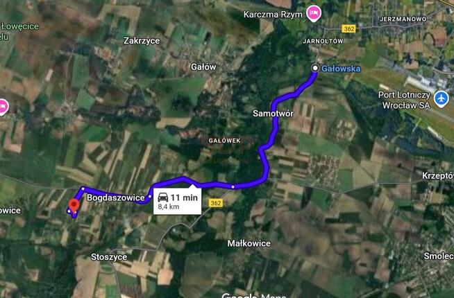 Działka budowlana Bogdaszowice gm. Kąty Wrocławskie, Poziomkowa