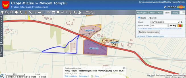 Działka przemysłowa Paproć gm. Nowy Tomyśl,