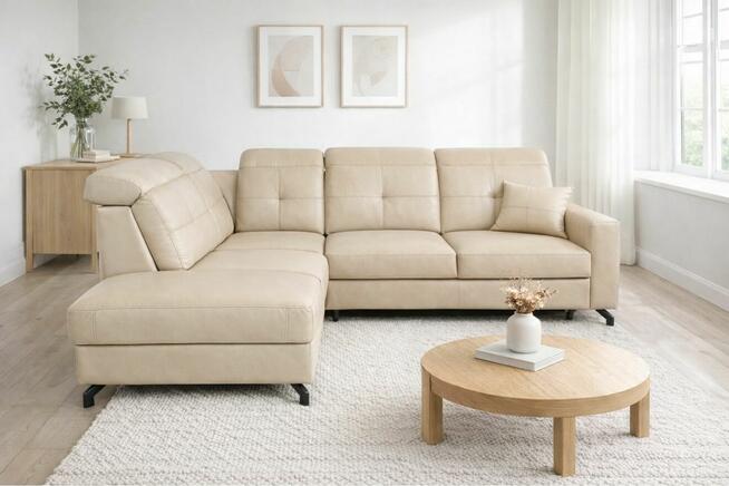 Nowoczesny narożnik Sułtan - funkcja spania + pojemnik