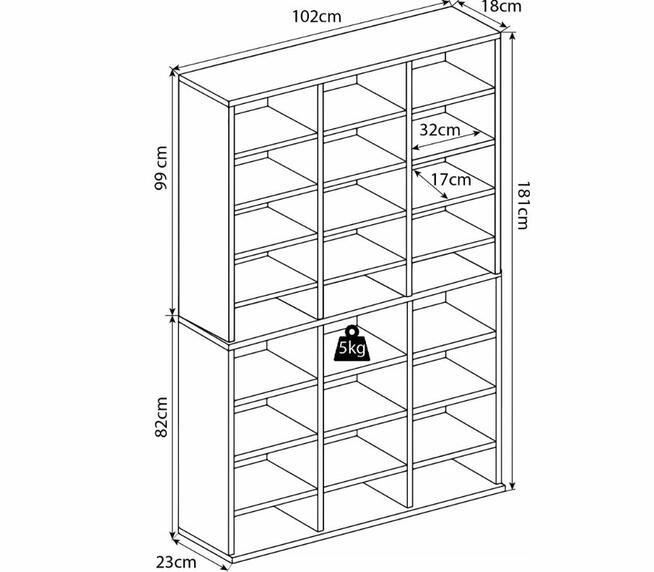Regał VCM Megosa Maxi Czarny ZŁOŻONY odbiór Kraków 181cm
