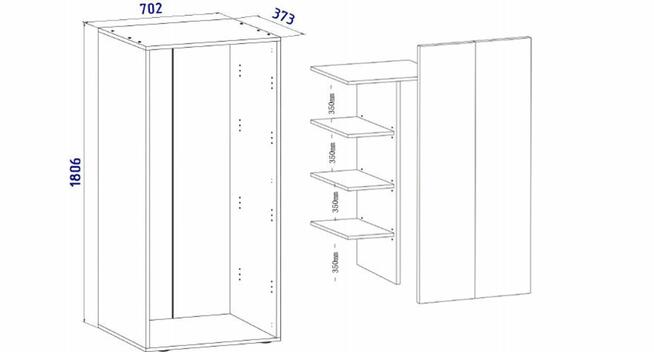Szafa 178cm Regał na Ubrania Buty 4 Półki (Mały odprysk)
