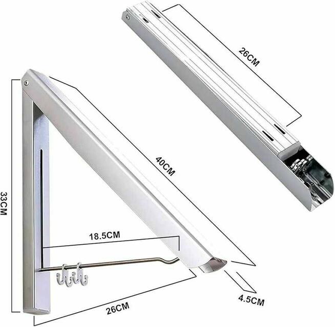 Wieszak na Ubrania Uchwyt ścienny Regulowany srebrny do szafy