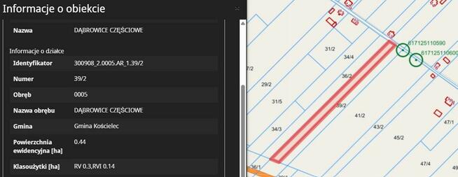 Działka rolna 0,82 ha – Dąbrowice Częściowe, gmina Kościelec