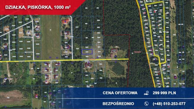 Sprzedam 1000 m2 Piskórka gm. Prażmów BUDOWLANA