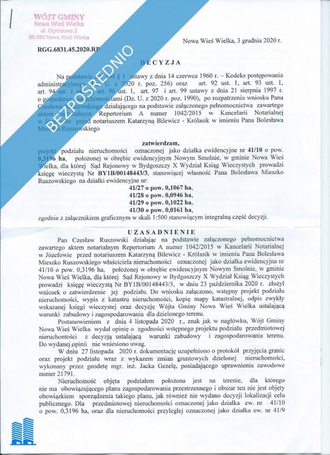 Sprzedam działki Nowe Smolno