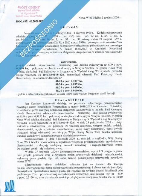 Sprzedam działki Nowe Smolno